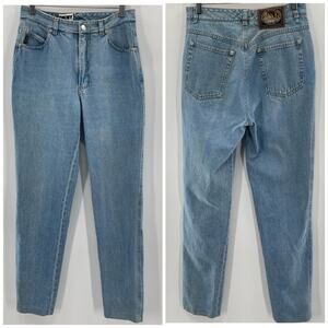 DKNY Vintage Y2K High Waisted Mom Jeans Relaxed Fit Light Wash Retro Size 8